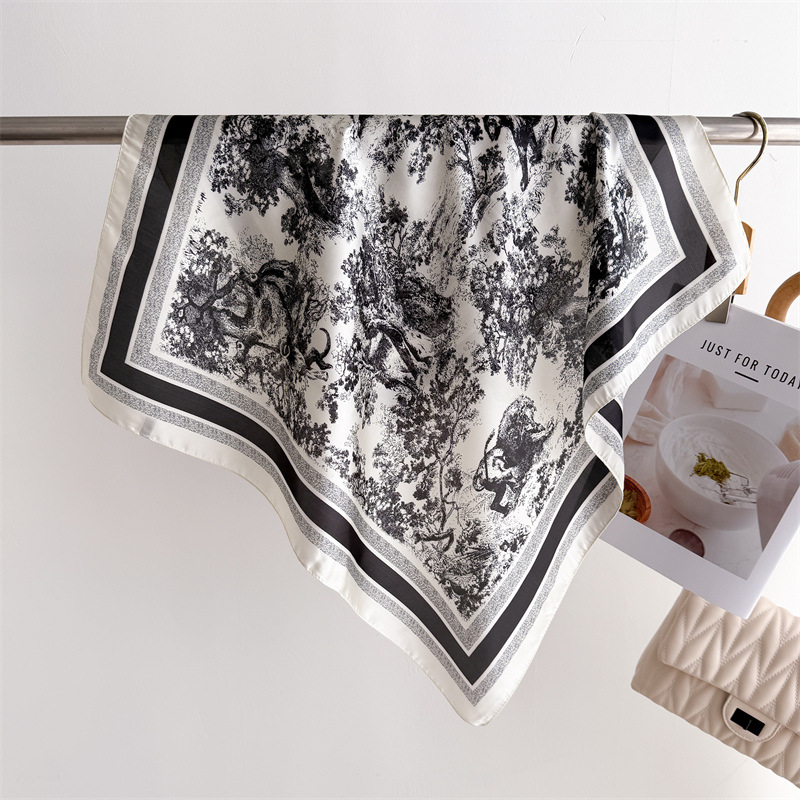 Face Scarf Mask - Lüks Orman Baskılı Eşarplar kadın İpek