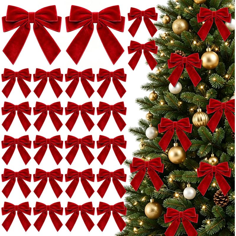 Bow Tie Pre Tied - 24 Adet Önceden Bağlanmış Kırmızı Kadife