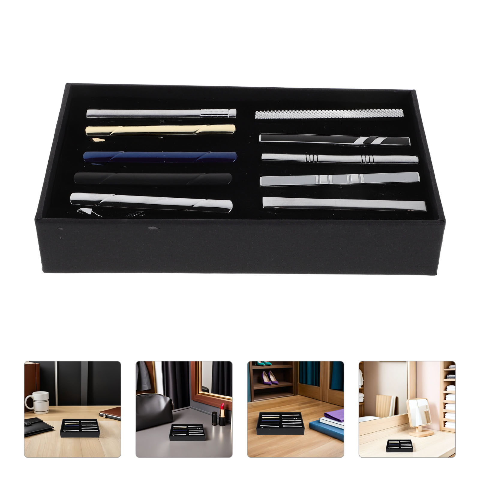 Tie Bar Set Gift - 10 Adet Kravat Klipsi Seti, Şık